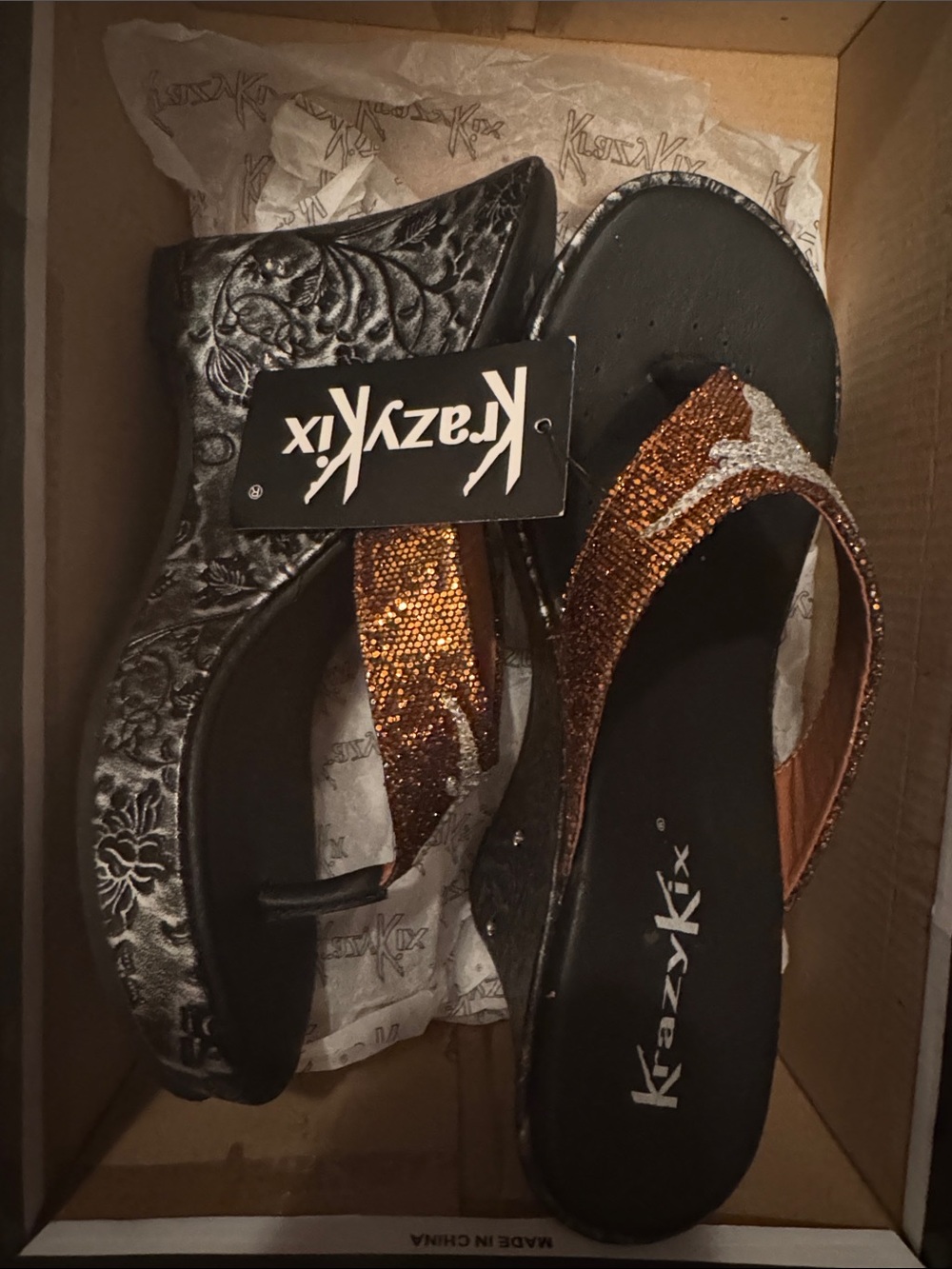 Bronze Sequin Wedge Sandals for Women